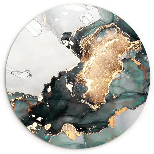 Blauw - Marmer - Goud Wandcirkel kunststof plaat 5mm dik klein -3d