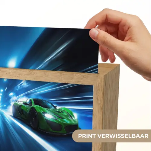 Groene racewagen - Blauw - Neon - Licht Light Box met kabel (Kinderlampje) klein -USP_websiteprintNL