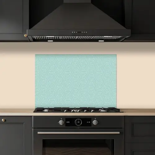 Turquoise - Patroon - Lijnen keuken achterwand spatscherm klein 900 -sfeer1