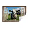 Doorkijk - Koe - Weiland - Dieren - Natuur Muursticker klein -3d