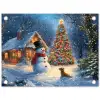 Kerstwonder - Winteravond - Kleurrijk tuinposter los doek klein -3d
