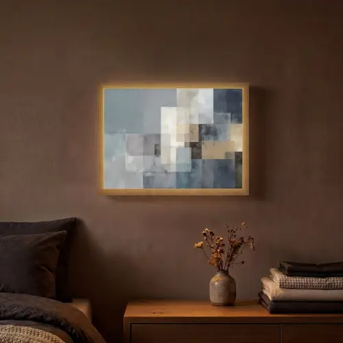 Rechthoeken - Abstract - Blauw Light Box met batterij (Wandlamp) middel -sfeer4