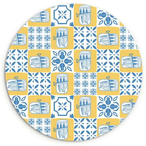 Zee - Geel - Blauw - Wit Wandcirkel kunststof plaat 5mm dik klein 188 -3d