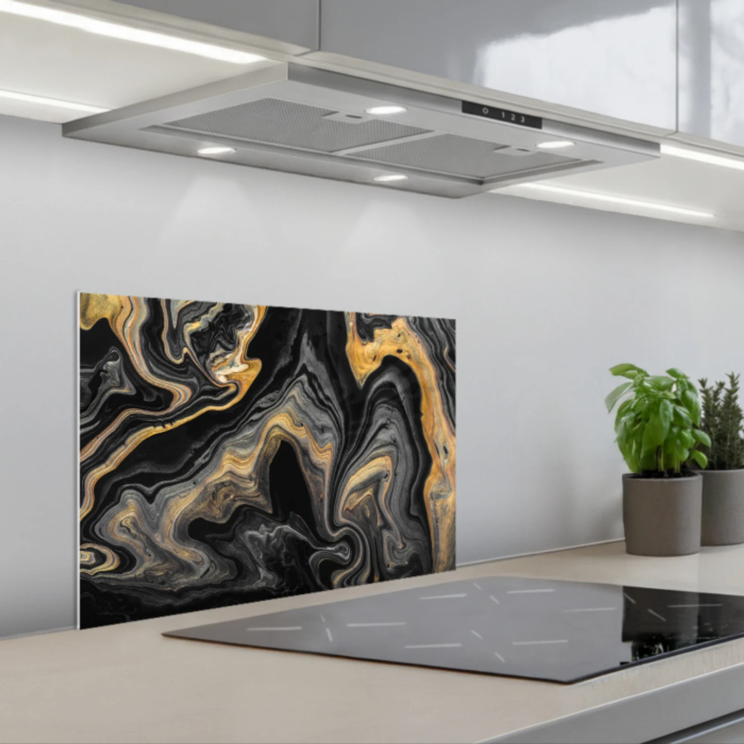 Marmer - Acryl - Goud - Luxe - Abstract keuken achterwand spatscherm klein -3d_schuin