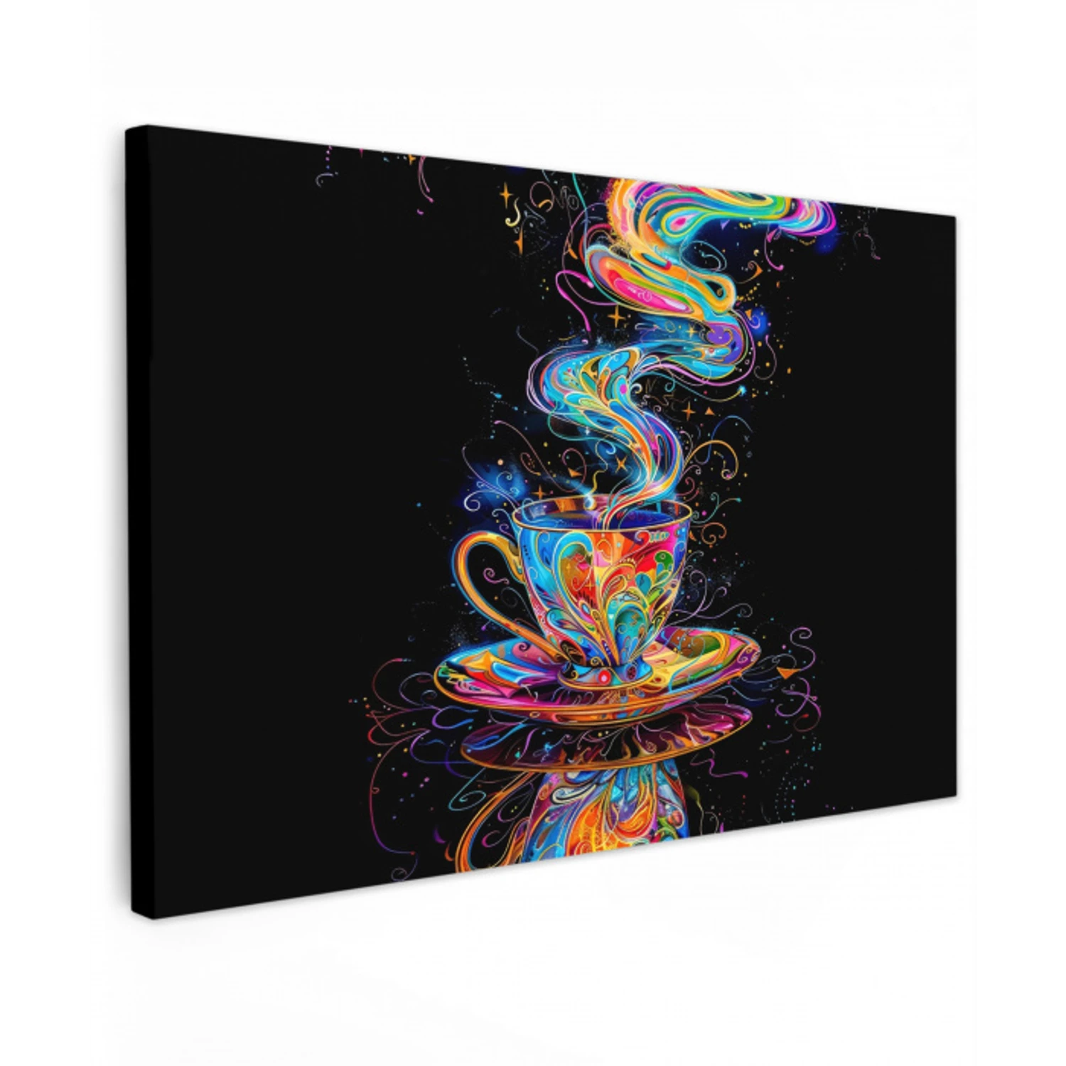 Koffie - Kleurrijk - Zwart - Kopje canvas 2cm klein -z3d