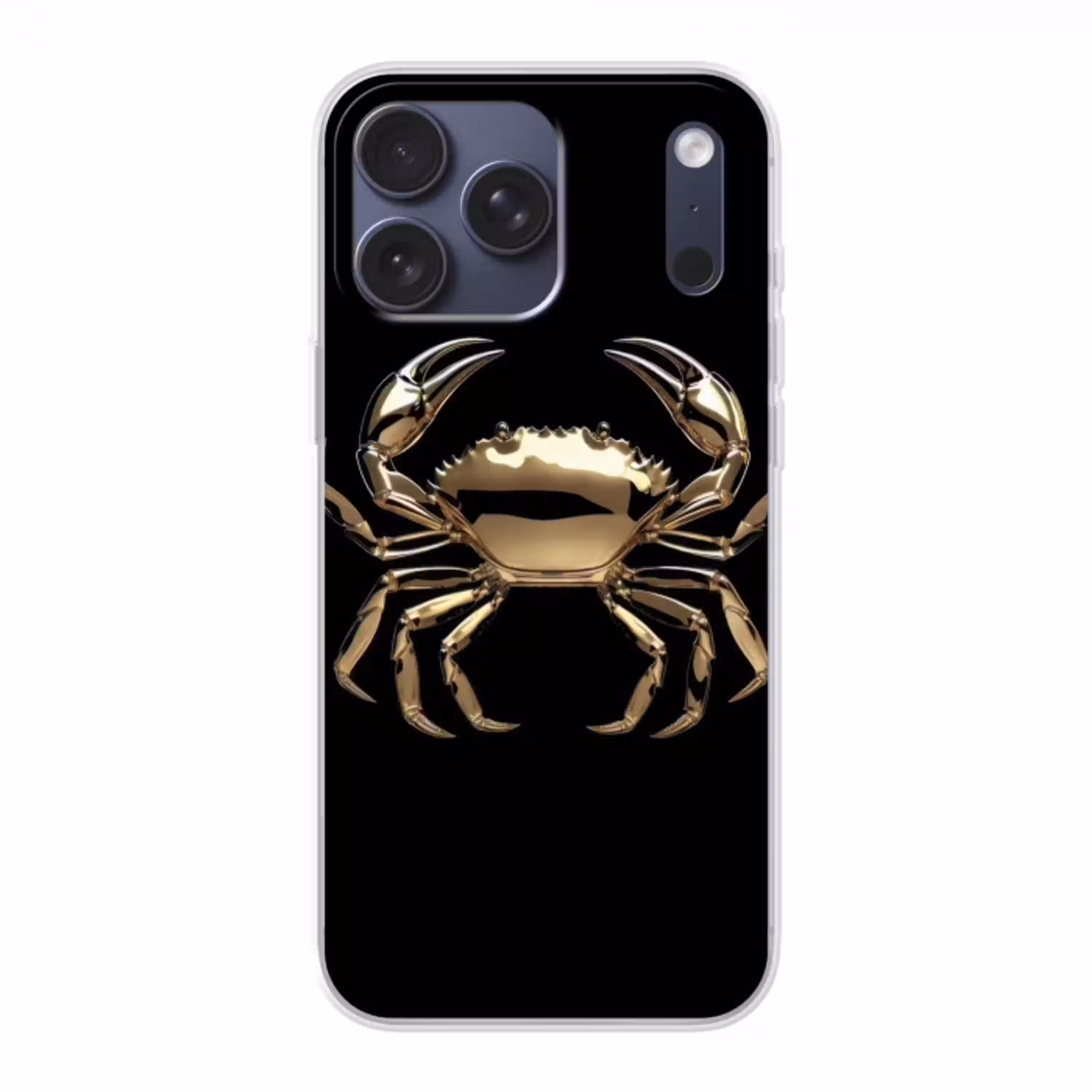 Goud - Krab - Dieren - Zwart Telefoonhoesje iPhone 17 Pro Max klein -3d