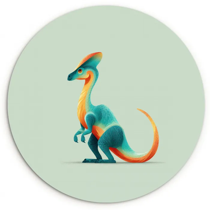 Staart - Dino - Minimalistisch - Blauw Wandcirkel kunststof plaat 5mm dik klein -3d