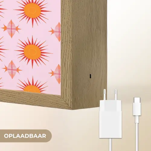 Zon - Patroon - Roze Light Box met batterij (Wandlamp) middel 907 -USP_websiteoplaadbaarNL