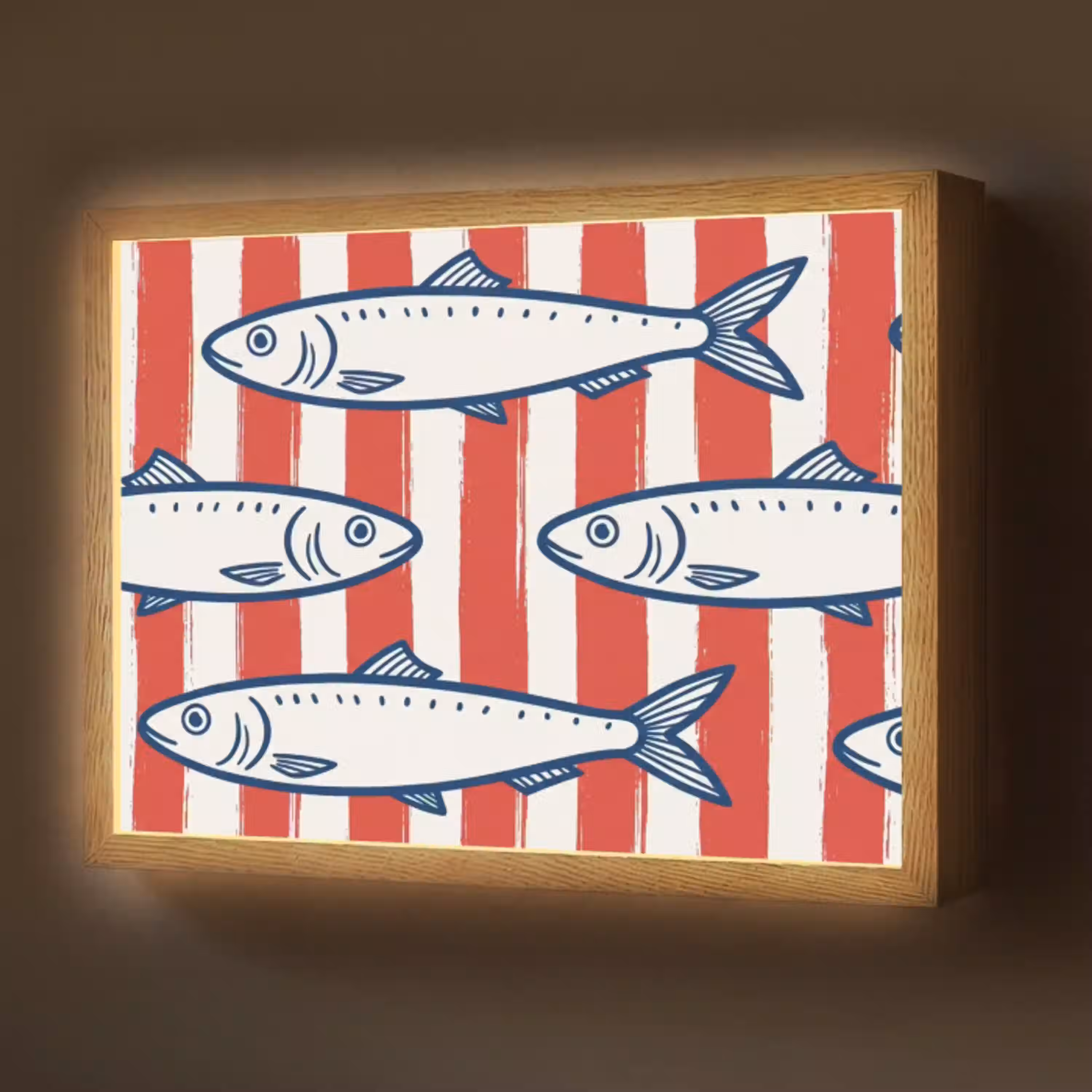 Vis - Patroon - Strepen - Illustratie - Rood Light Box met batterij (Wandlamp) middel -z3d_website