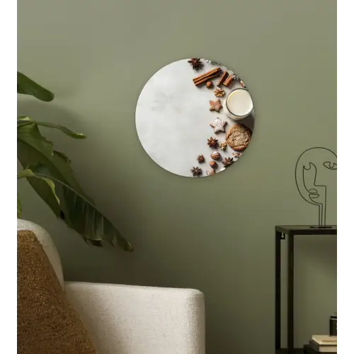 Winter - Kerst - Specerijen - Wit Wandcirkel kunststof plaat 5mm dik klein -sfeer3