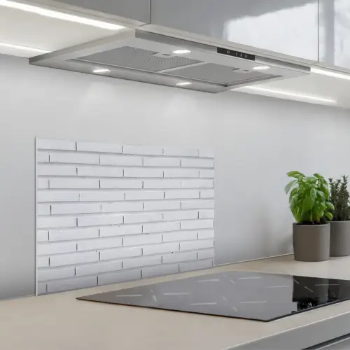 Bakstenen - Geverfd - Wit - Minimalistisch keuken achterwand spatscherm klein 900 -3d_schuin