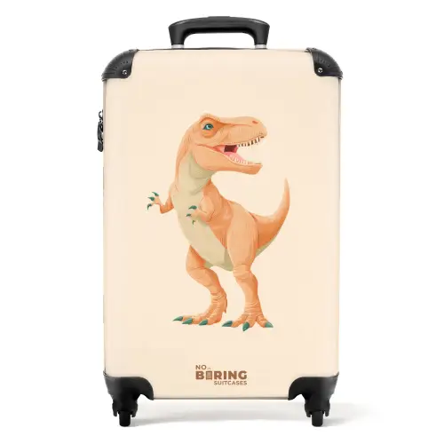 T-rex dino in oranje kleuren NBS - Handbagage koffer - Kinderen Unisex middel -productfoto_recht