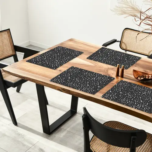 Terrazzo -  Patroon - Zwart - Wit Placemat vinyl groot 368 -zzsfeer4_Kitchenyeah-website