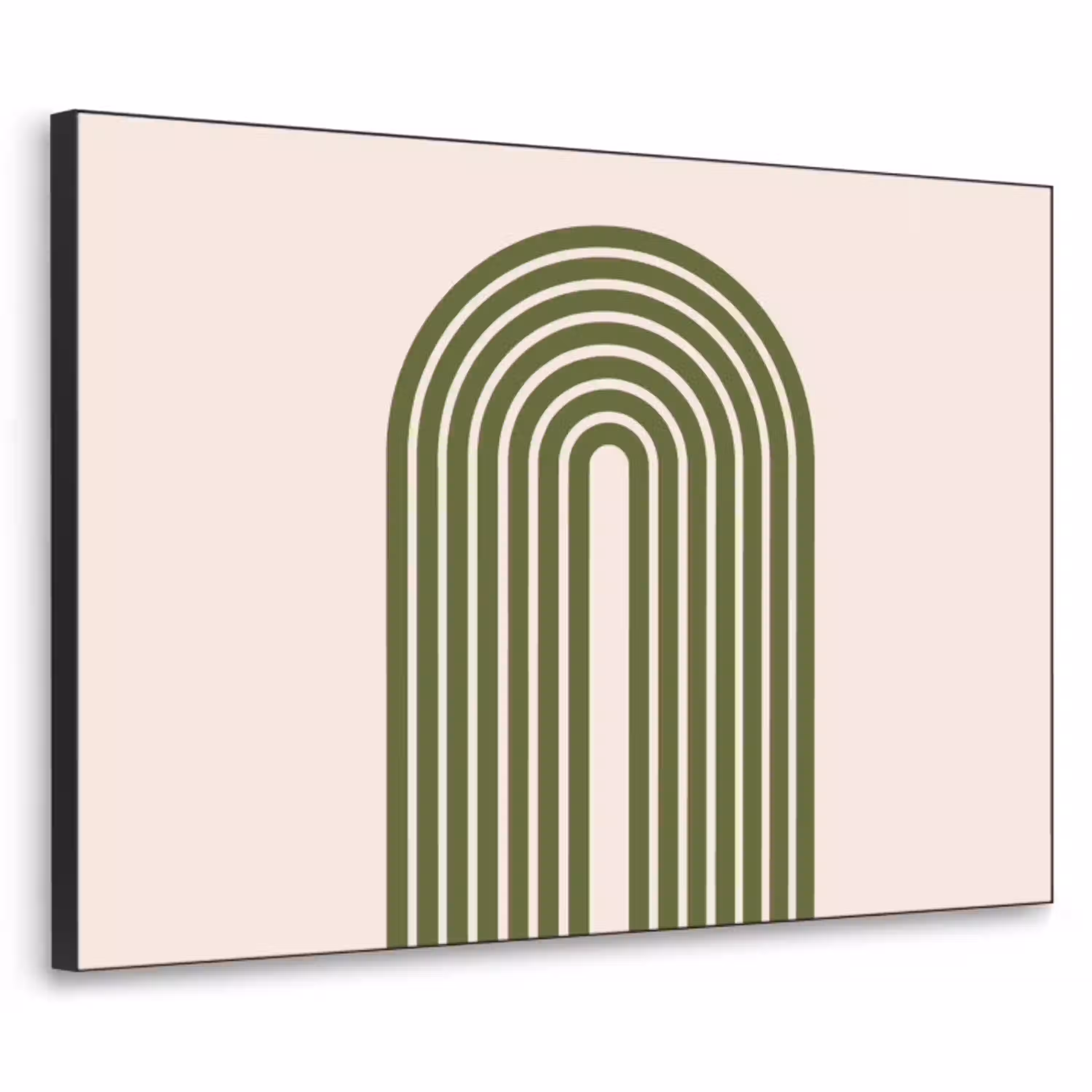 Abstract - Bogen - Modern - Groen - Kunst Textielframe zwart klein -3d