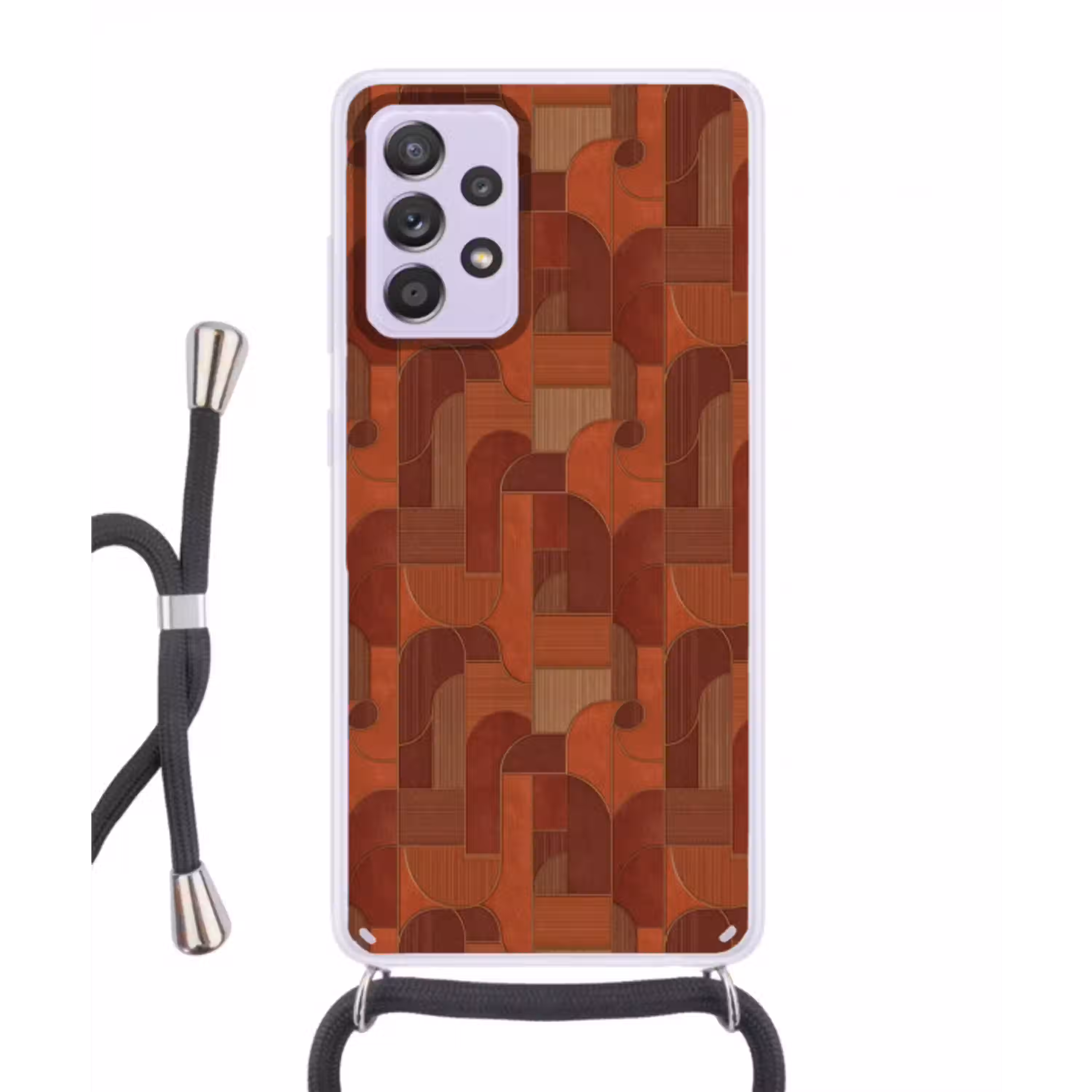 Geometrisch - Abstract - Textuur - Bruin Hoesje Samsung Galaxy A52 5G met koord klein 816 -3d