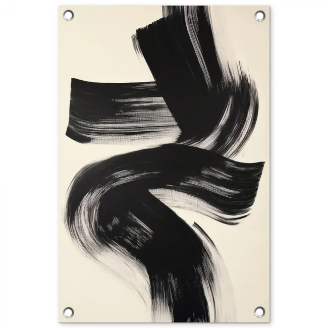 Strepen - Zwart - Abstract tuinposter los doek klein -3d