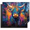 Schotse Hooglander - Abstract - Kleurrijk Inductie beschermer vinyl 3mm middel -3d