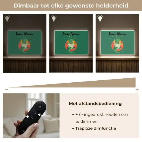 Dino - Groen - Planeet Light Box met batterij (Wandlamp kind) middel -USP_dimbaarNL