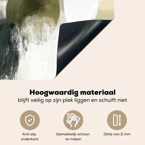 Minimalistisch - Cirkels - Penseelstreken - Beige Inductie beschemer met haakjes klein -ky-onderkant-nl