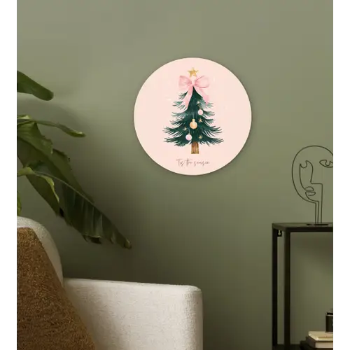 Christmas Season - Kerst - Kerstboom - Roze Wandcirkel kunststof plaat 5mm dik klein -sfeer3