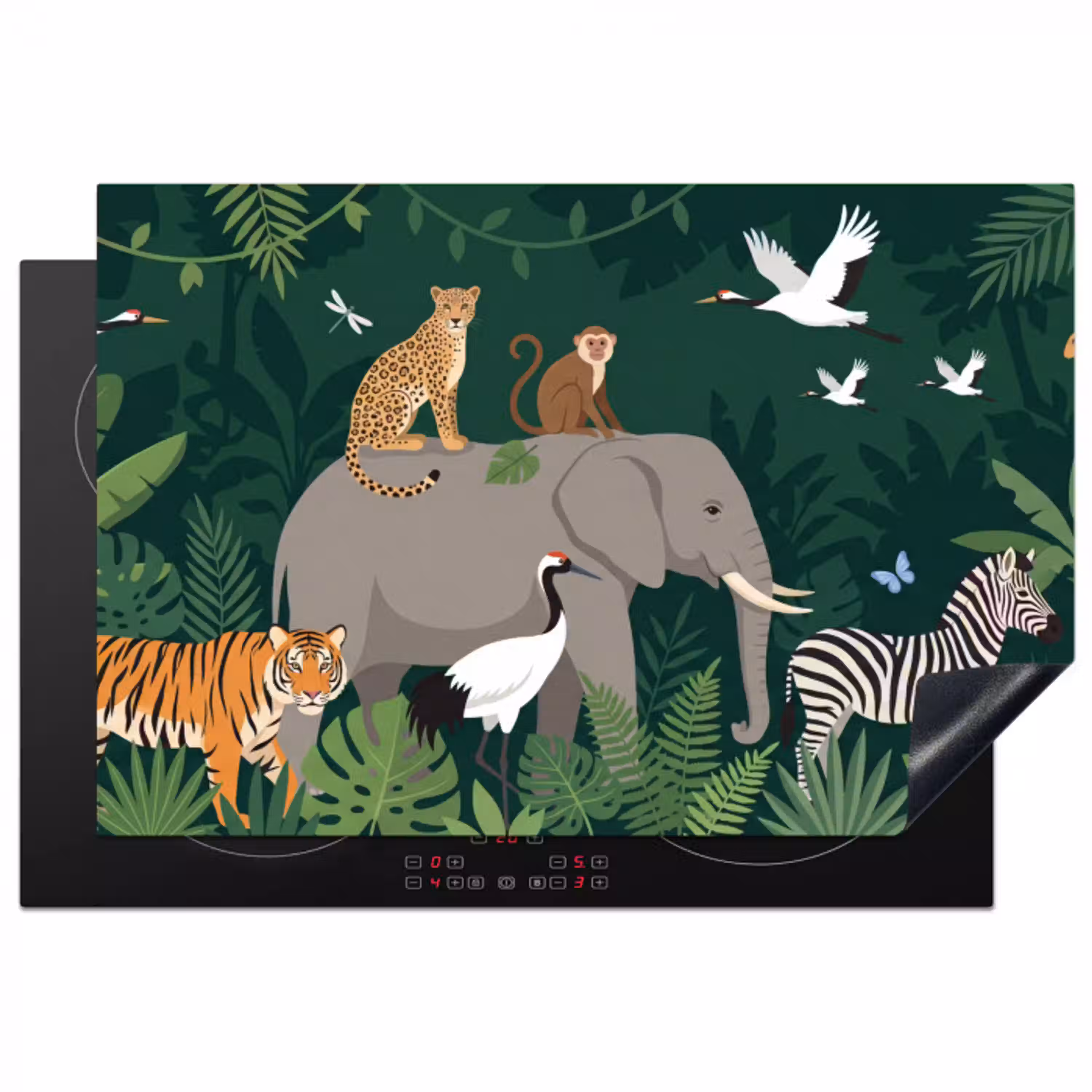 Tropisch - Jungle -  Groen Inductie beschermer vinyl 3mm klein -3d