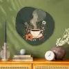 Kop - Bloemen - Groen - Koffie Wandcirkel Organisch Plexiglas middel -sfeer2