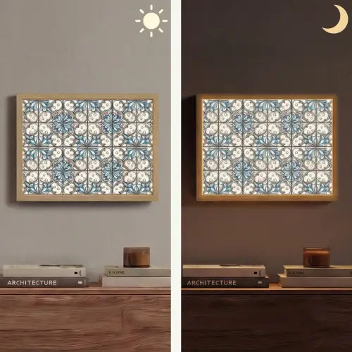 Barok - Tegel - Kleurrijk Light Box met batterij (Wandlamp) middel 907 -sfeer3