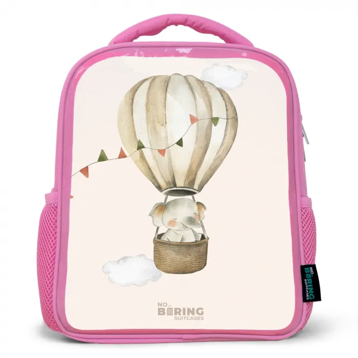 Olifant in een luchtballon Kinderrugzak - Roze middel -3d