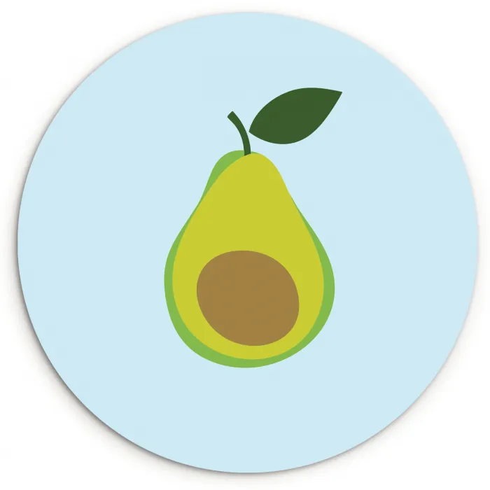 Avocado - Illustratie - Groene - Vrucht Wandcirkel kunststof plaat 5mm dik klein -3d