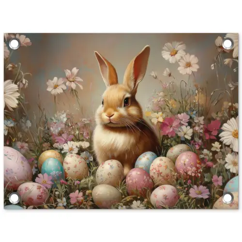 Paashaas - Lente - Paaseieren tuinposter los doek klein -3d