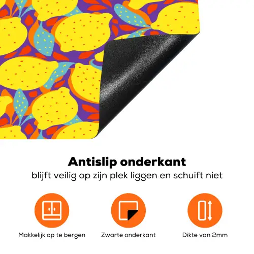 Citroenen - Geel - Stippen - Oranje Inductie beschermer vinyl 3mm klein 276 -zzzzzzz-td-onderkant