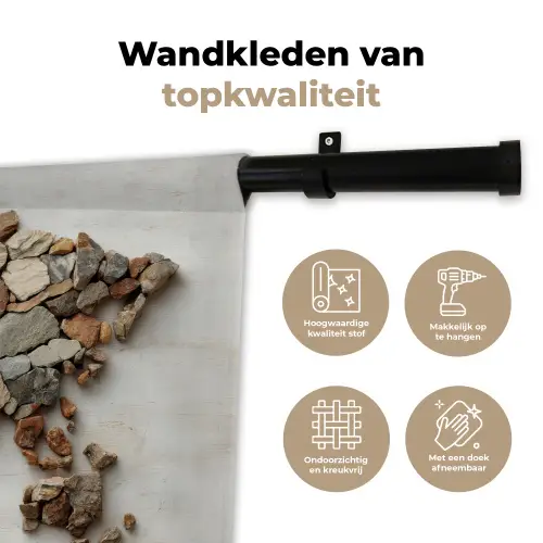 Wereldkaart - Stenen - Wit Wandkleed katoen klein -sfeer2
