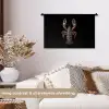 Kreeft - Zwart - Bloemenpatroon - Artistiek Wandkleed katoen klein -sfeer1