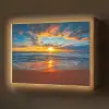 Zee - Zonsondergang - Strand - Wolken - Oranje Light Box met batterij (Wandlamp) middel -z3d_website