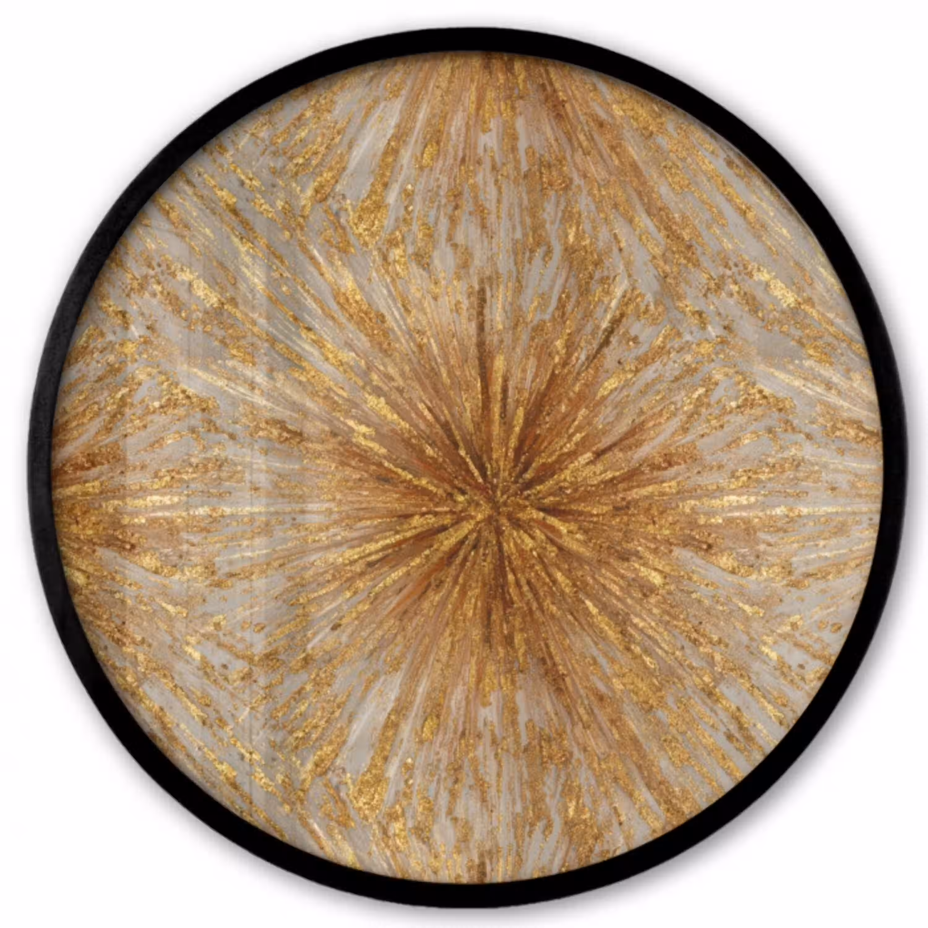 Explosie - Abstract - Goud - Wit Fotolijst rond zonder passe partout klein 856 -3d