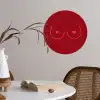 Minimalistisch - Lijnillustratie - Rood Wandcirkel behangsticker klein -sfeer3