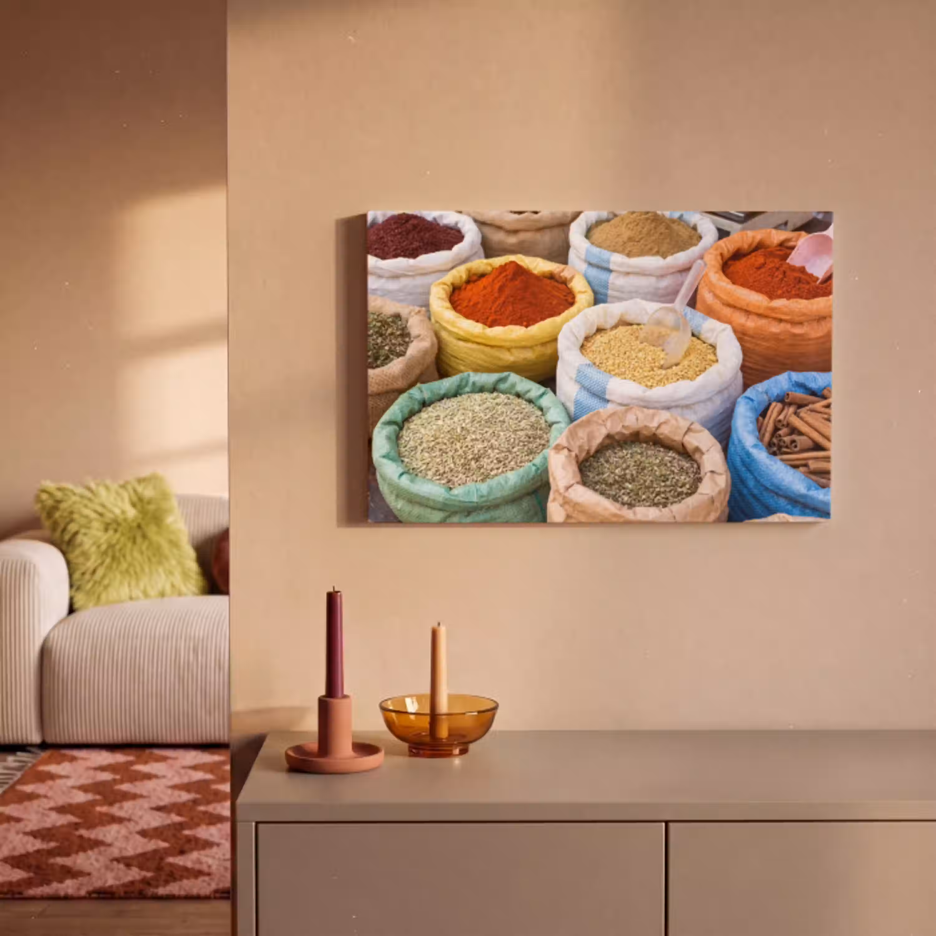 Kruiden - Zakken - Markt canvas 2cm klein -sfeer1
