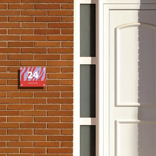 Rood paars zebra - Klassiek Naambord Rechthoek middel -sfeer3-rechthoek-S