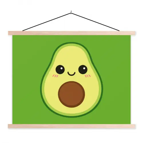 Avocado - Groen - Speels textielposter latten blank klein -3d