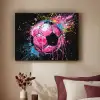 Graffiti - Sport - Voetbal - Bal - Roze Textielframe zwart klein -sfeer1