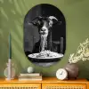 Geit - Bord - Spaghetti - Zwart Wit Wandcirkel Ovaal Glas middel -sfeer2