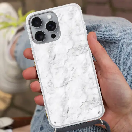 Klassiek - Marmer - Aders - Grijs Hoesje iPhone 16 Pro Max met koord klein 804 -sfeer3