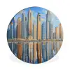 Skyline - Wolkenkrabbers - Water - Blauw Wandcirkel aluminium klein -3d