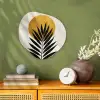 Zwart palmblad - Gouden cirkel - Beige achtergrond Wandcirkel Organisch Forex 3mm klein -sfeer2