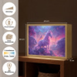 Eenhoorn - Fantasy - Kasteel - Meisje - Paars - Roze Light Box met batterij (Wandlamp) middel -USP_websiteoverzichtDE