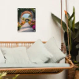 Doorkijk - Bloemen - Tropisch - Kleurrijk tuinposter los doek klein -sfeer7
