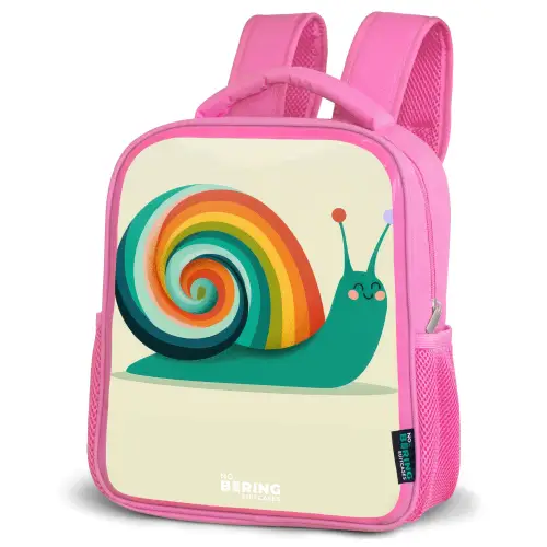 Slak - Regenboog - Kleurrijk Kinderrugzak - Roze middel -schuin