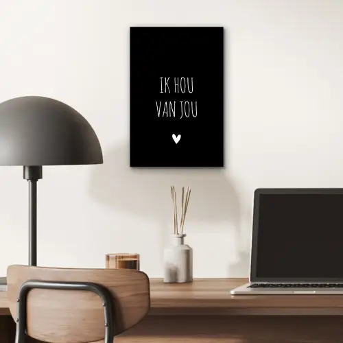 Spreuken - Ik hou van jou - Quotes aluminium wit klein -sfeer5