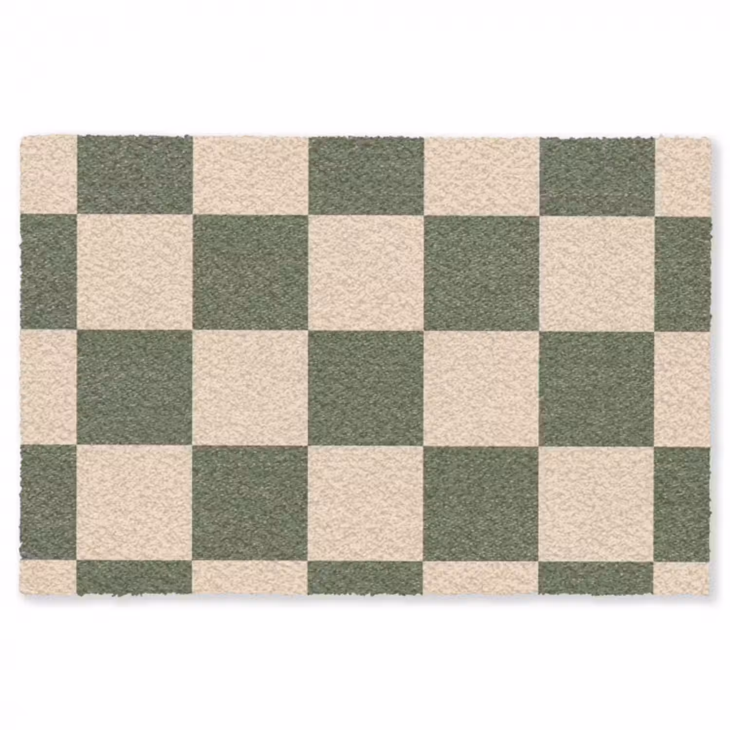 Fußmatte - Schachbrettmuster - Grün - Beige - Blöcke