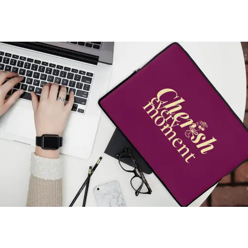 Cherish every moment - Cocktailglas - Bordeaux laptophoes neopreen klein -bureau
